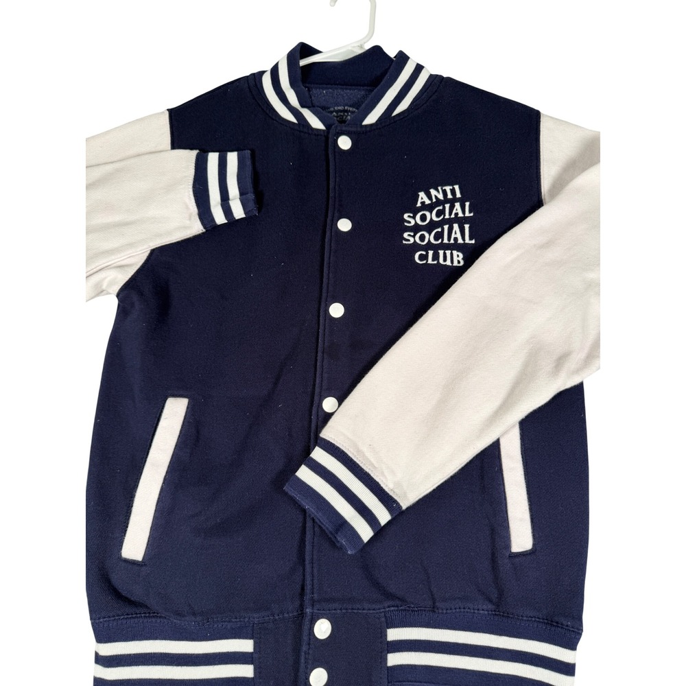 Anti Social Social Club Navy White Varsity Jacket Small Made in USA Streetwear